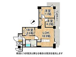 クローバーハイツ三宮 3LDKの間取図画像