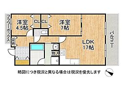 本山南パークマンション 2LDKの間取図画像