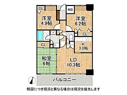 ステイツ住吉川サンクチュアリスクエア 3LDKの間取図画像