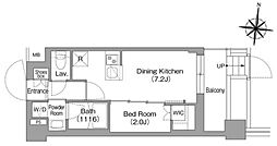 コンフォリア・リヴ大崎 1DKの間取図画像