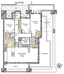 ザ目黒桜レジデンス 3LDKの間取図画像