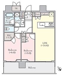 パークシティ武蔵小山ザタワー 2LDKの間取図画像