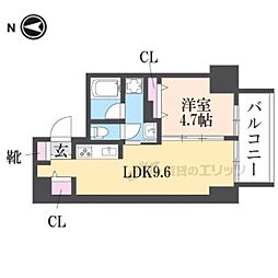 グランガーデン足代新町 1LDKの間取図画像