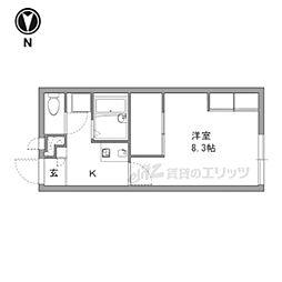 レオパレススズラン 1Kの間取図画像