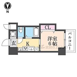 CITYSPIRE布施 1Kの間取図画像