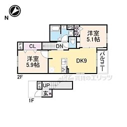 アンサナ 2DKの間取図画像