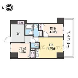 ハイラインV 2DKの間取図画像