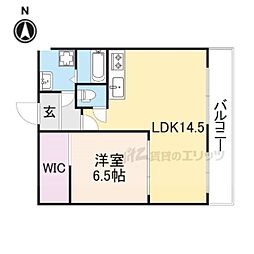 比枝コーポラス上町 1LDKの間取図画像