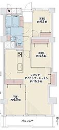 西宮ハウス 3LDKの間取図画像