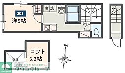 東武伊勢崎線 一ノ割駅 徒歩8分の賃貸アパート 2階1Kの間取り