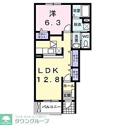 東武伊勢崎線 羽生駅 3.1kmの賃貸アパート 1階1LDKの間取り