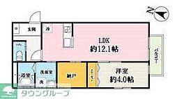 東武野田線 岩槻駅 徒歩19分の賃貸アパート 1階1LDKの間取り