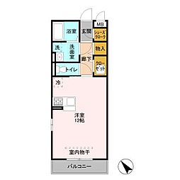 東武伊勢崎線 武里駅 徒歩5分の賃貸アパート 1階ワンルームの間取り