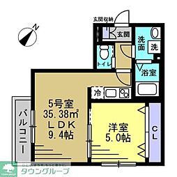 東武伊勢崎線 春日部駅 徒歩13分の賃貸アパート 1階1LDKの間取り
