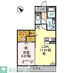 埼玉高速鉄道 浦和美園駅 徒歩8分の賃貸アパート 1階1LDKの間取り