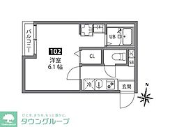 東武伊勢崎線 せんげん台駅 徒歩11分の賃貸アパート 1階1Kの間取り