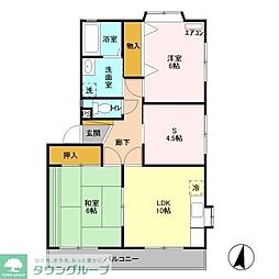 イーストグランドールB 2LDKの間取図画像