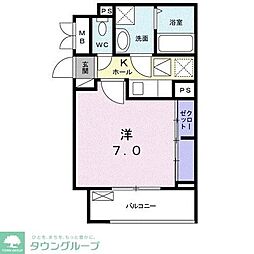 アンシャンテ 1Kの間取図画像