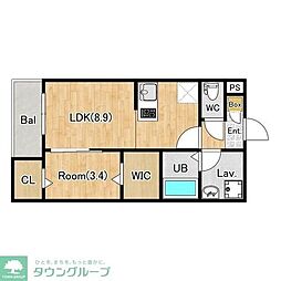 越谷市大字下間久里アパート 1LDKの間取図画像