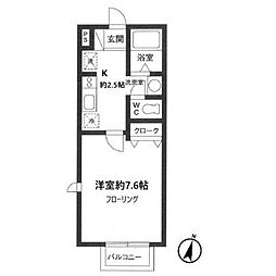 プレシア 1Kの間取図画像