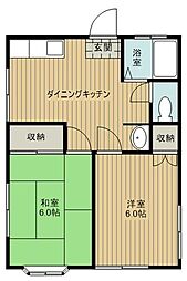 シティハイムコスモス 2DKの間取図画像