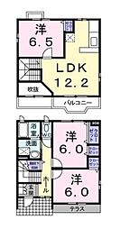 カメリアヒルズB 3LDKの間取図画像
