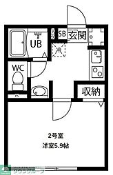 BlackDia南越谷 1Kの間取図画像