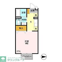 グリーンオーク 1Kの間取図画像