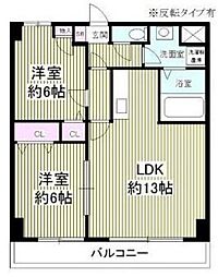 フェリスポート北越谷 2LDKの間取図画像