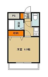 オークスプラザ 1Kの間取図画像