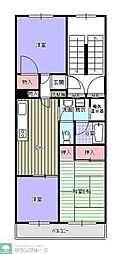 ルネ春日部5号棟 3DKの間取図画像
