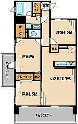 東武伊勢崎線 春日部駅 徒歩8分の賃貸マンション 10階3LDKの間取り