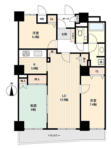 間取り 三の丸グランキャッスルタワー 15階/-