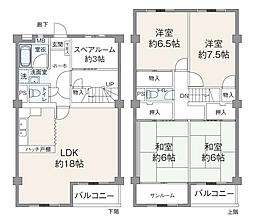 小岩井中津川マンション 4SLDKの間取図画像