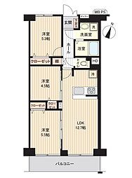 サニーハイツせんげん台 3DKの間取図画像