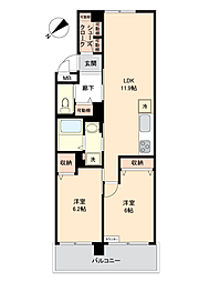 マイハウスマンション 2LDKの間取図画像