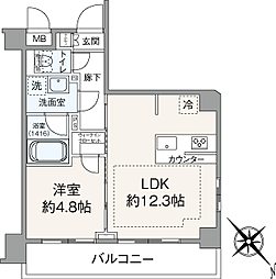 ミルーナヒルズ柏 1LDKの間取図画像