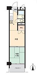 カーサ大森B 1DKの間取図画像