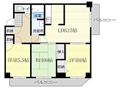 第5清涼マンション 304 ｜ 大阪府吹田市山田東１丁目35番1号（賃貸マンション3LDK・3階・74.00㎡） その2