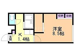 レオパレスダイヤハウス2 1Kの間取図画像