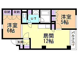 ノルド山の手 2LDKの間取図画像