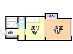 ラベラヴィータ西町 1DKの間取図画像