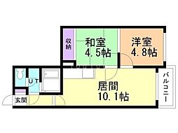 ラ・ルーチェ発寒 2LDKの間取図画像