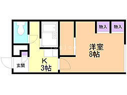 レオパレスハッサムB 1Kの間取図画像
