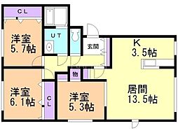 パークテラス八軒西 3LDKの間取図画像