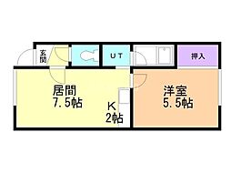 フェーバーコーポ西野 1LDKの間取図画像
