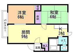 アーバンライフ山の手 2LDKの間取図画像
