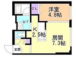 Villa41KOTONISAPPORO 1LDKの間取図画像