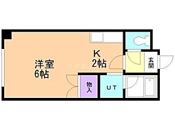 パレス発寒南 1Kの間取図画像