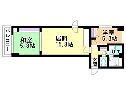 宮の沢1条館 2LDKの間取図画像